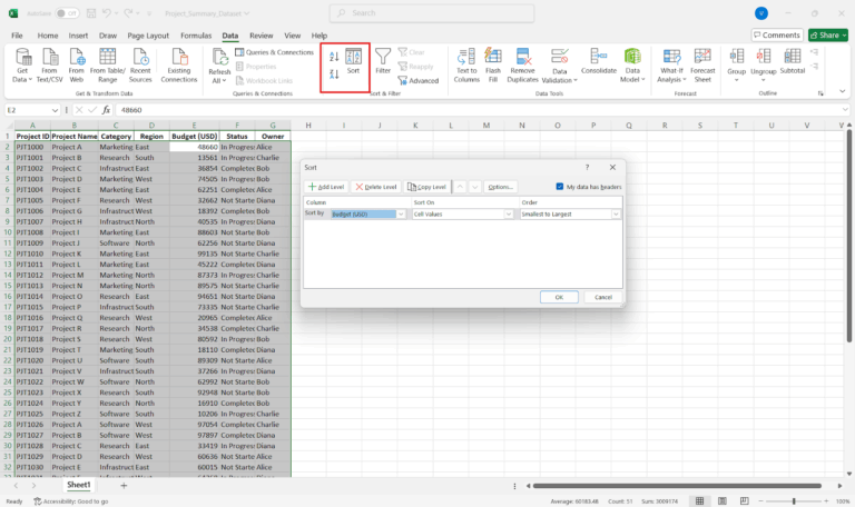 How to Create a Summary Report in Excel for Project Data