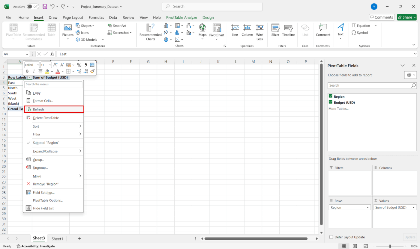 How to create a summary report in Excel