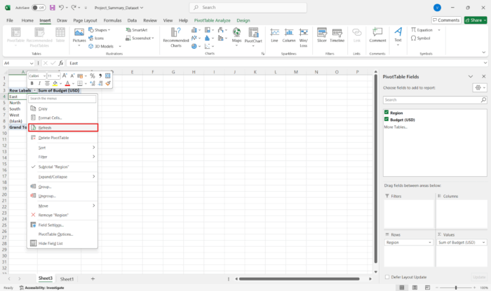 How to Create a Summary Report in Excel for Project Data