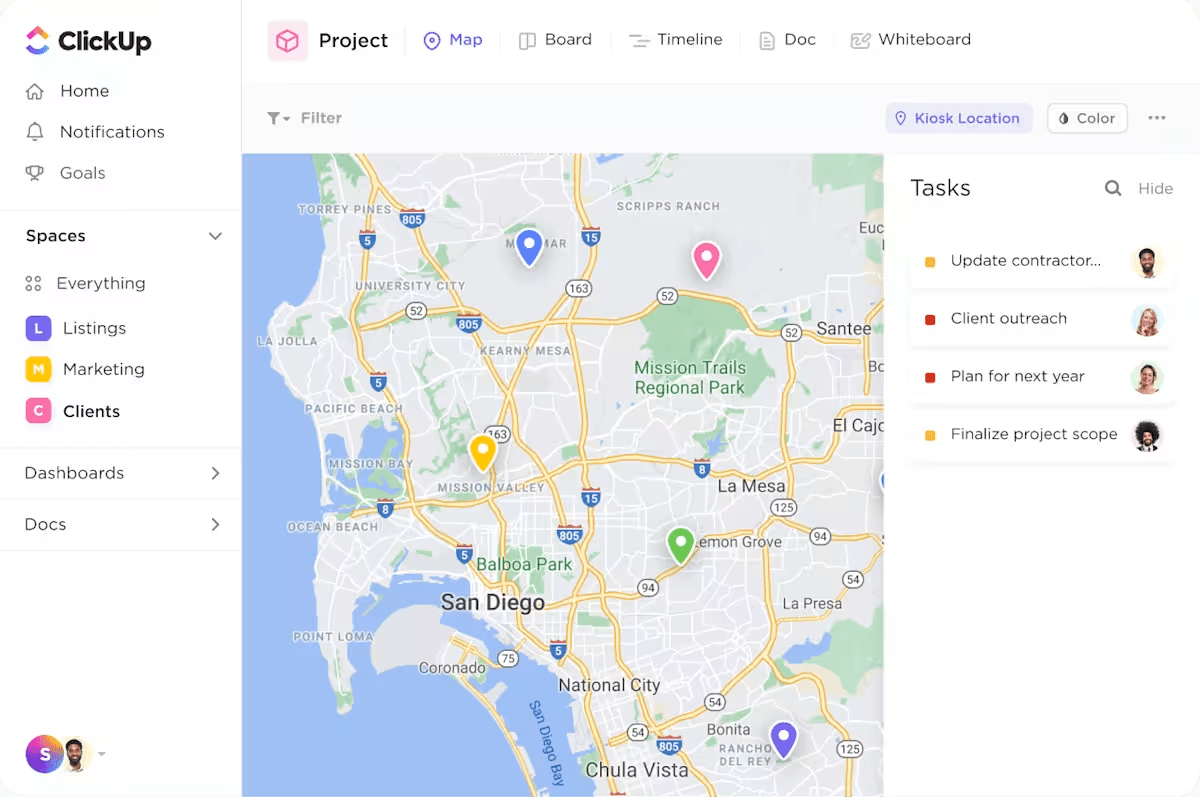 Vista Mapa de ClickUp
