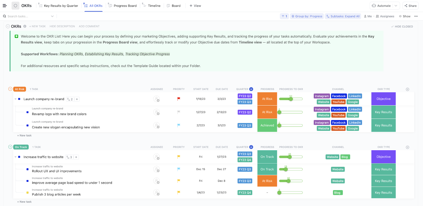 Strategic Marketing Plan Template by ClickUp