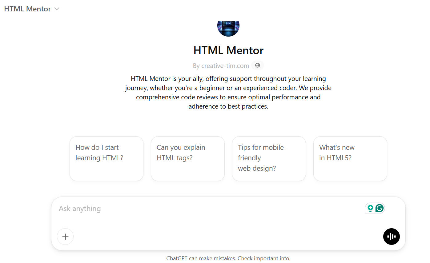 HTML Mentor