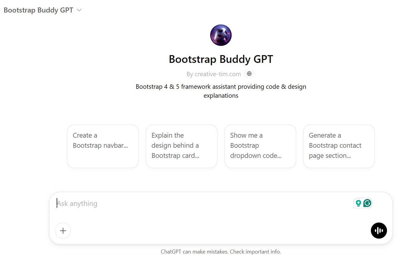Bootstrap Buddy GPT: Best GPTs for Coding