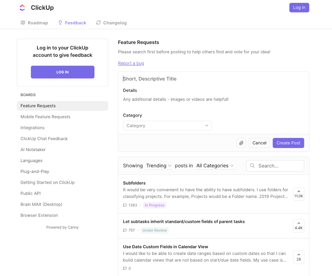 ClickUp with canny