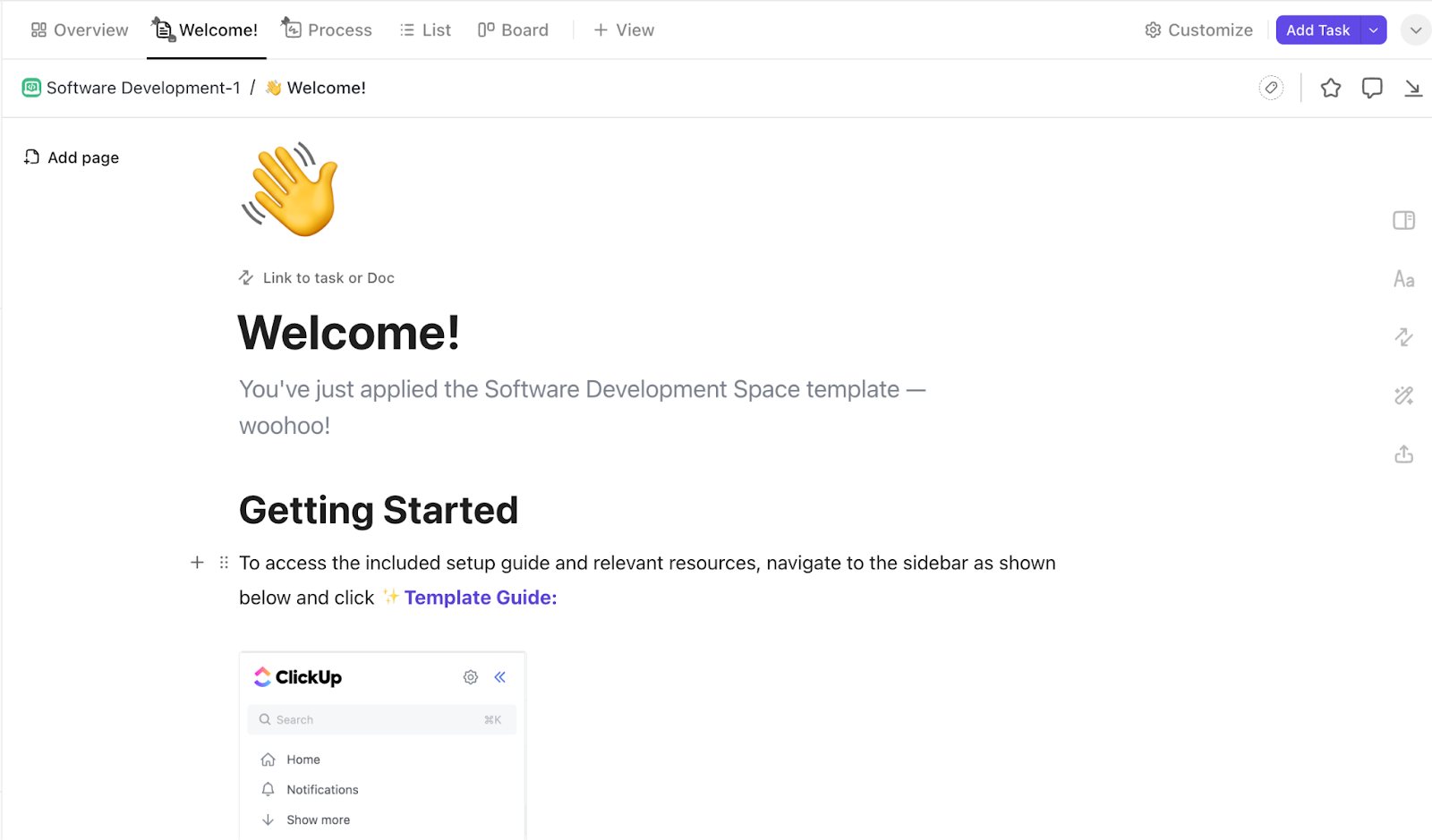 ClickUp Software Development Template