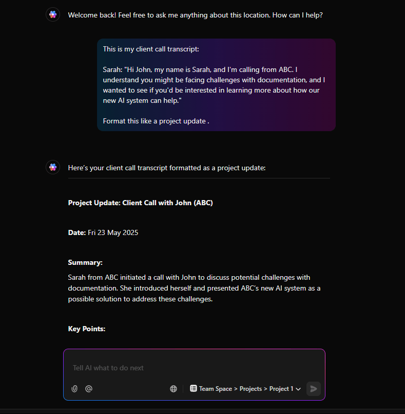 ClickUp Brain: Atalhos do Markdown