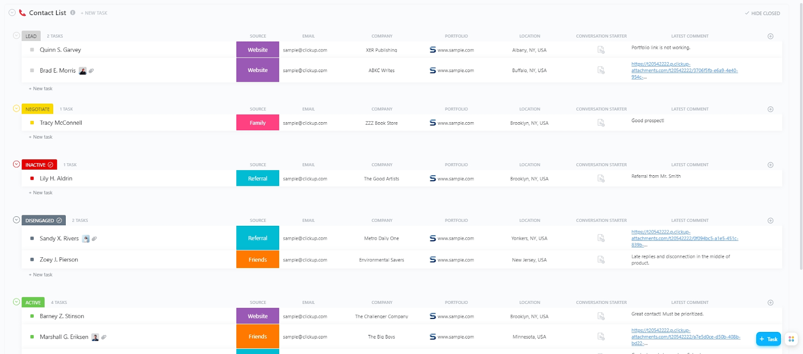 ClickUp Contact List Template