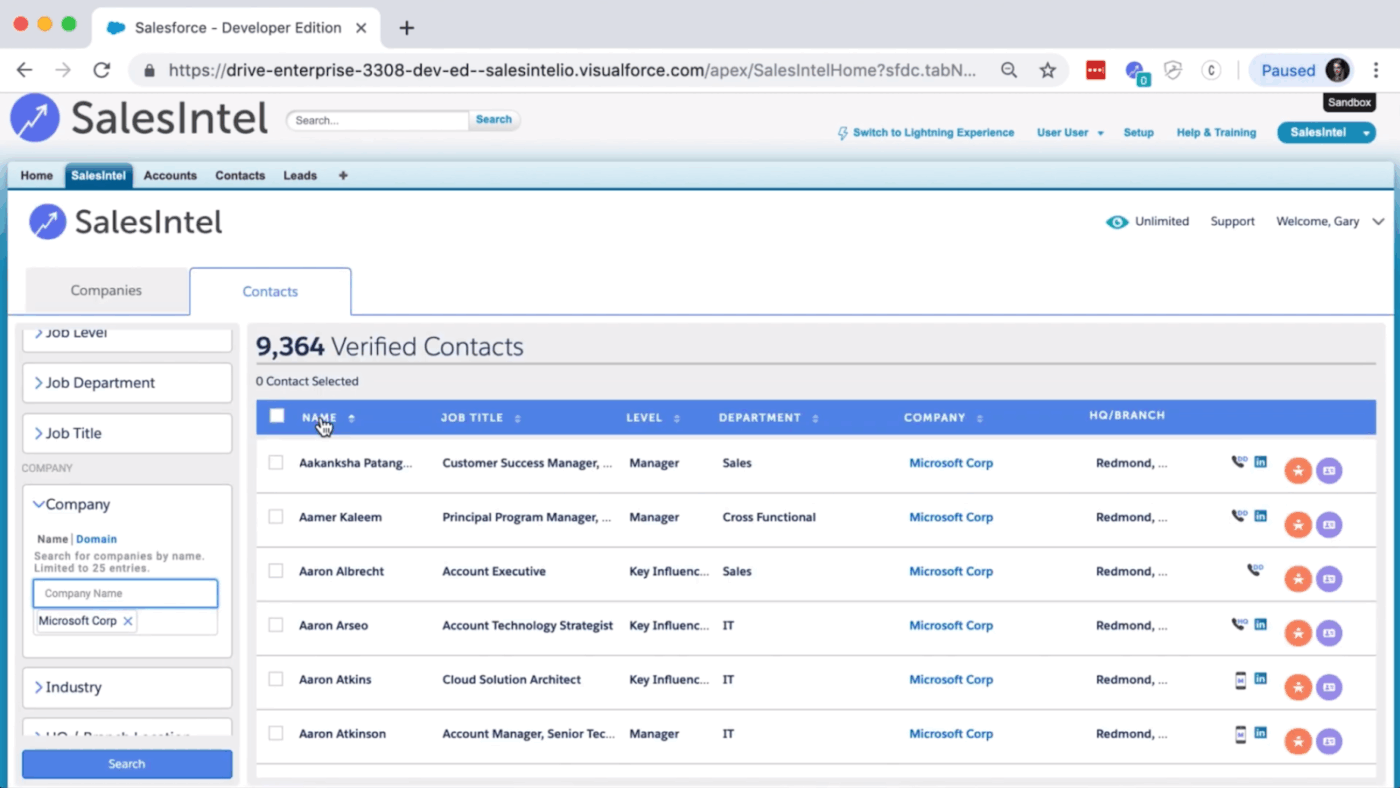 Salesintel: B2B Contact Database