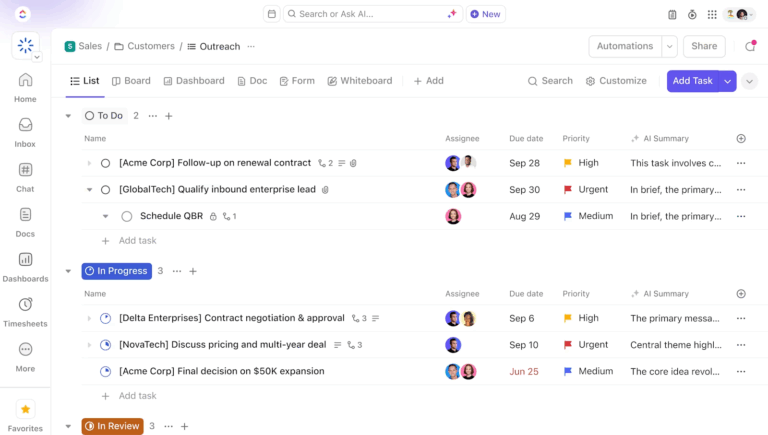 ClickUp Dashboard
