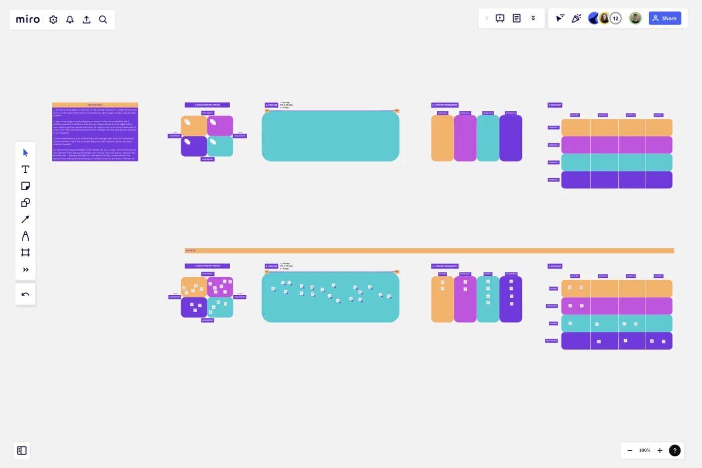 Miro Epic & Feature Roadmap Planning Template: Step-by-step roadmap builder from scoring to themed planning