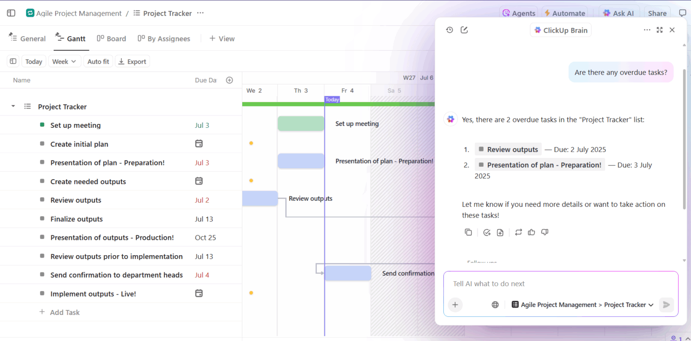 Диаграма на Гант в Microsoft Project и диаграма на Гант в ClickUp: коя е подходяща за вас?