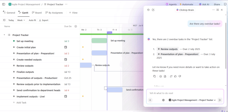 Gantt chart and AI