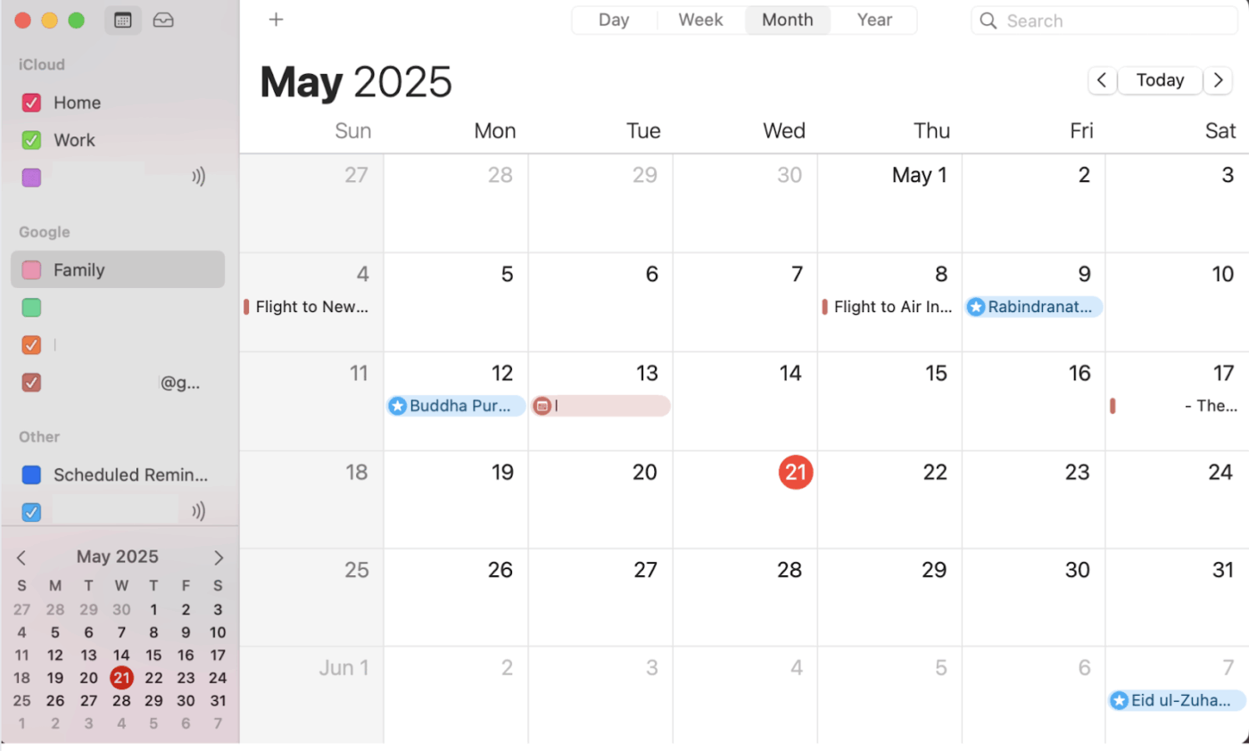 Check your synced calendars in the app