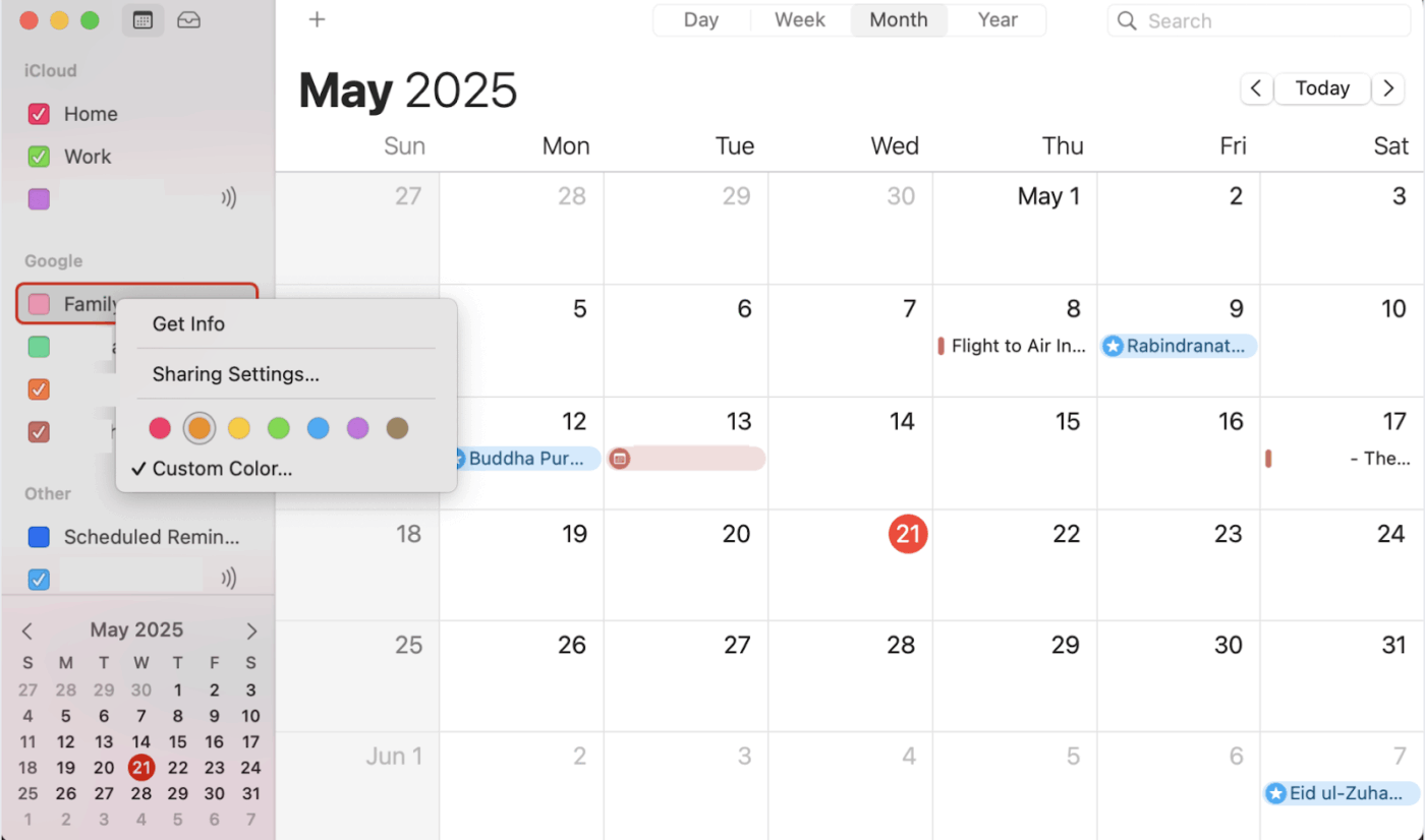 Customize your calendar view