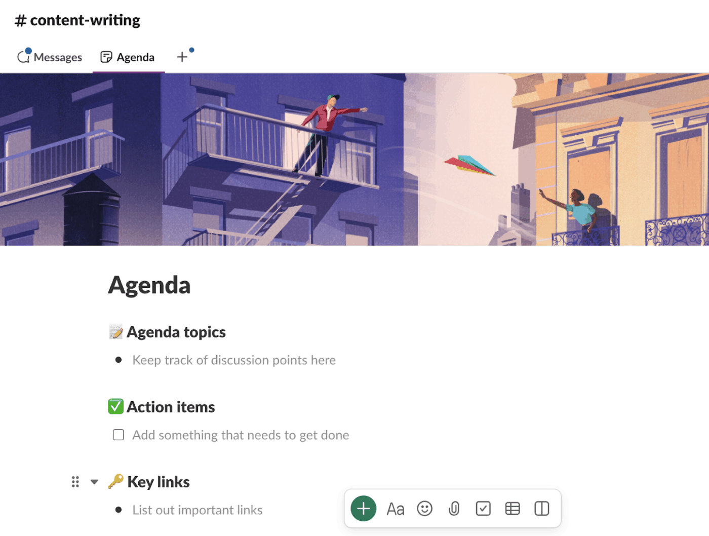 Meeting agenda template: Slack Message Template