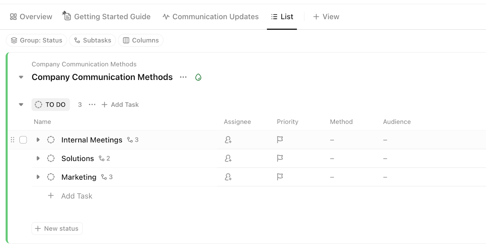 ClickUp Employee Communication Template