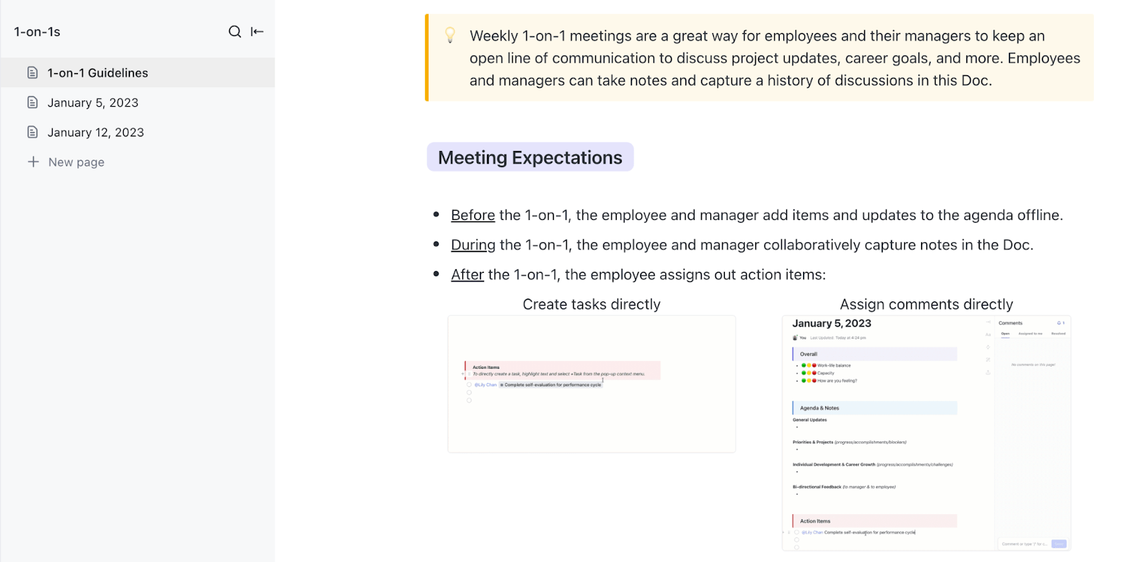 ClickUp 1:1 Meeting Template