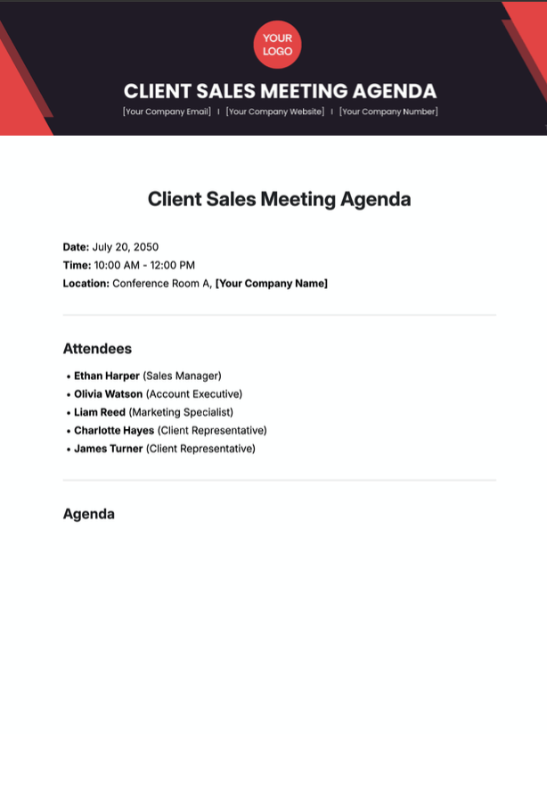 Client Sales Meeting Agenda Template