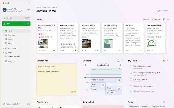 Evernote: Roam alternative for taking notes in your personal workflow with no bi directional links