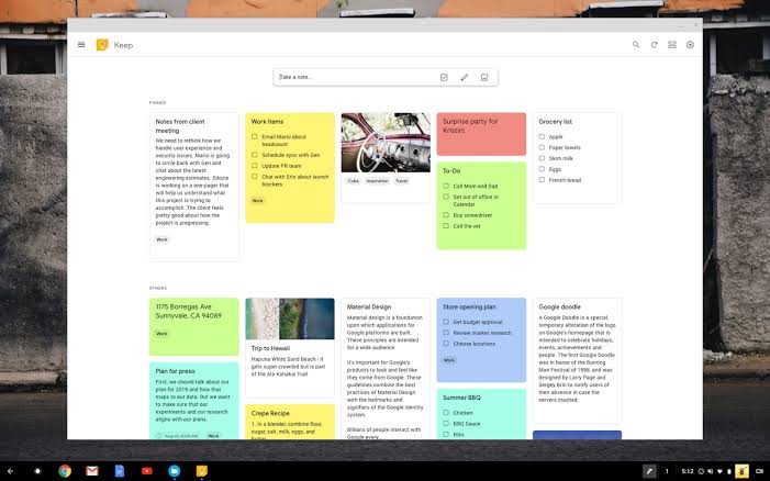 Google Keep: Secure environment for internal links and other notes