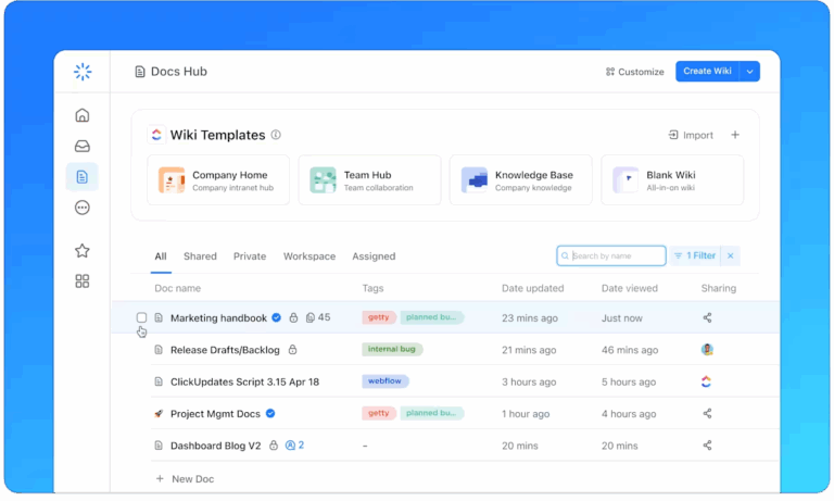 ClickUp Knowledge Management