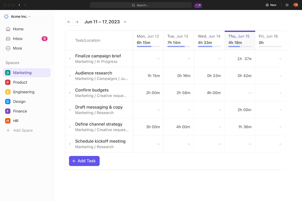ClickUp Time Tracking