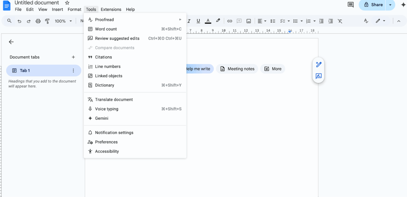 Open Google Docs in Google Chrome: google docs voice typing