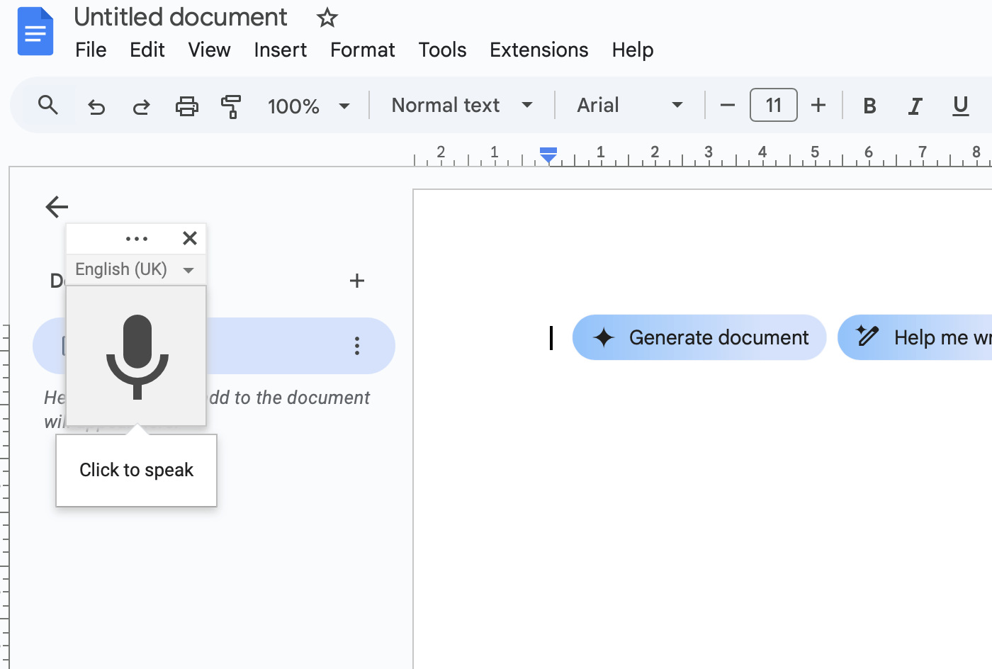 Voice typing: google docs voice typing