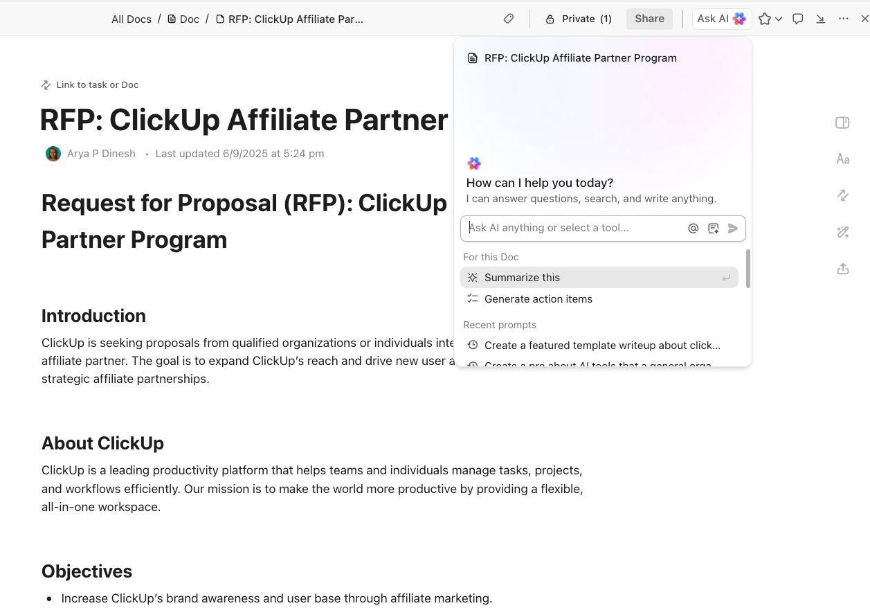 ClickUp Brain - Procurement Management Plan
