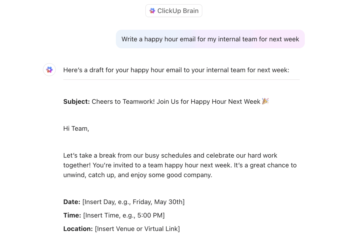 ClickUp Brain: google docs voice typing