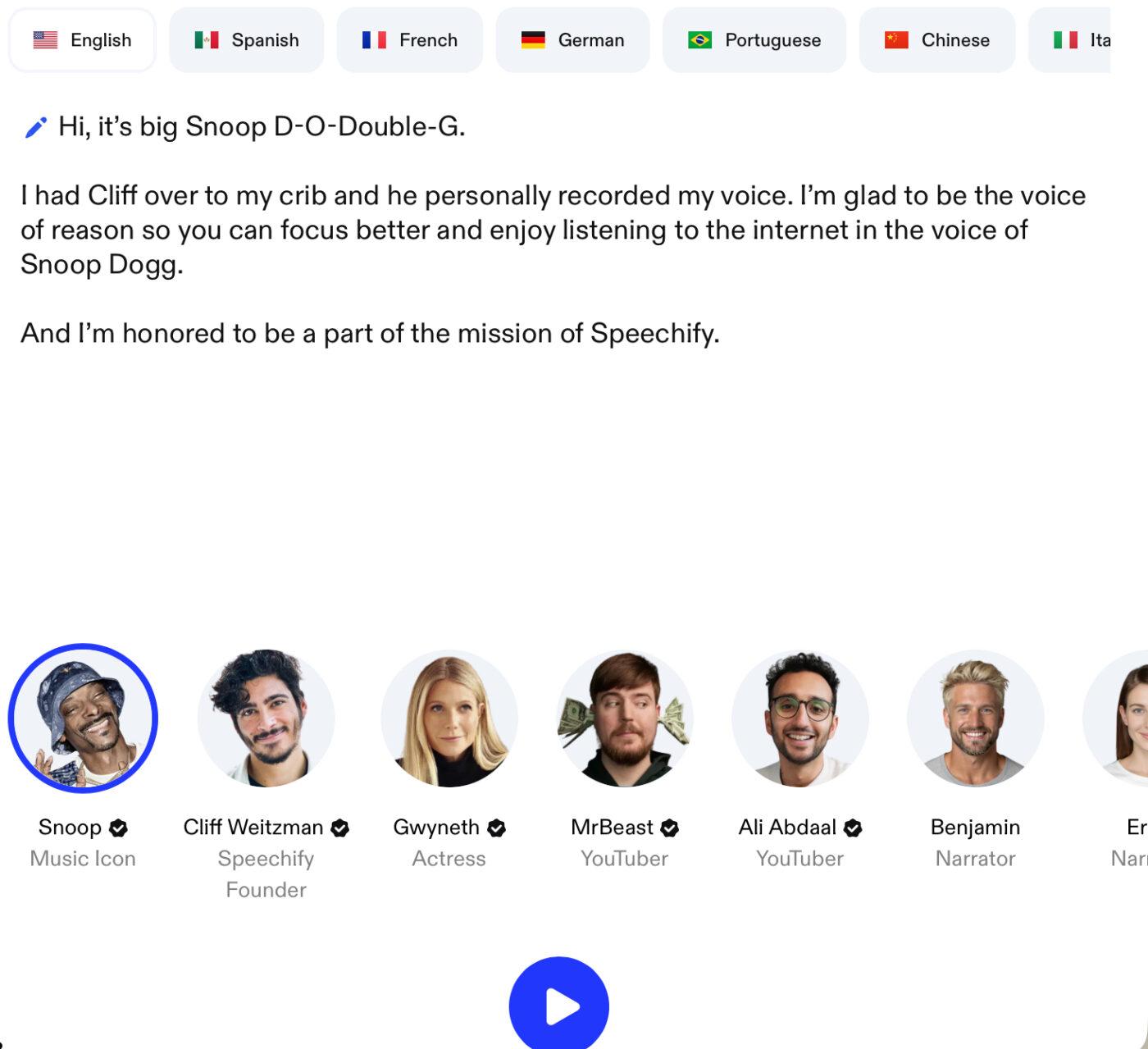 Speechify: ElevenLabs alternatives with emotion control and professional narration for creative control