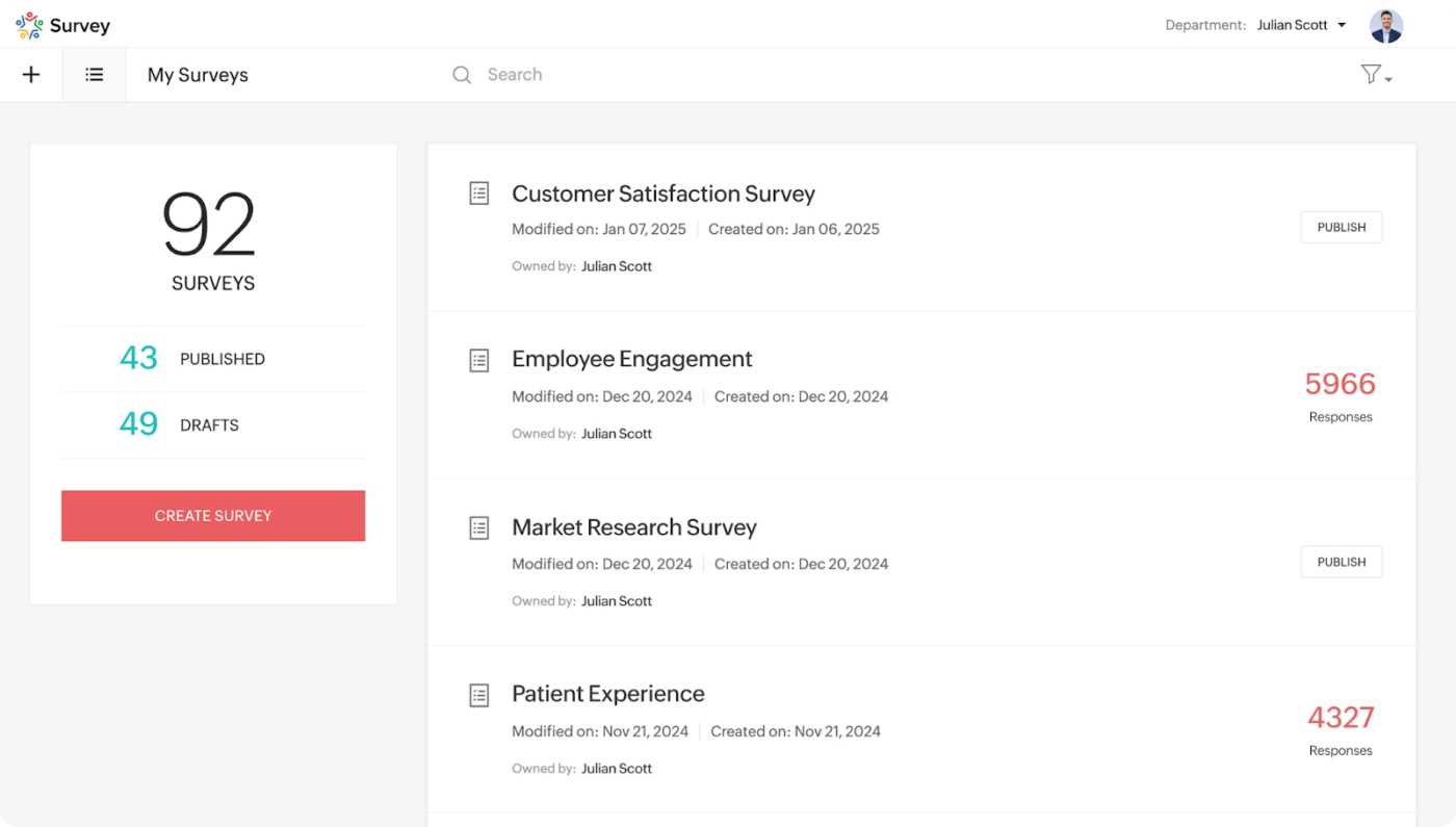 Zoho Survey - free survey tools