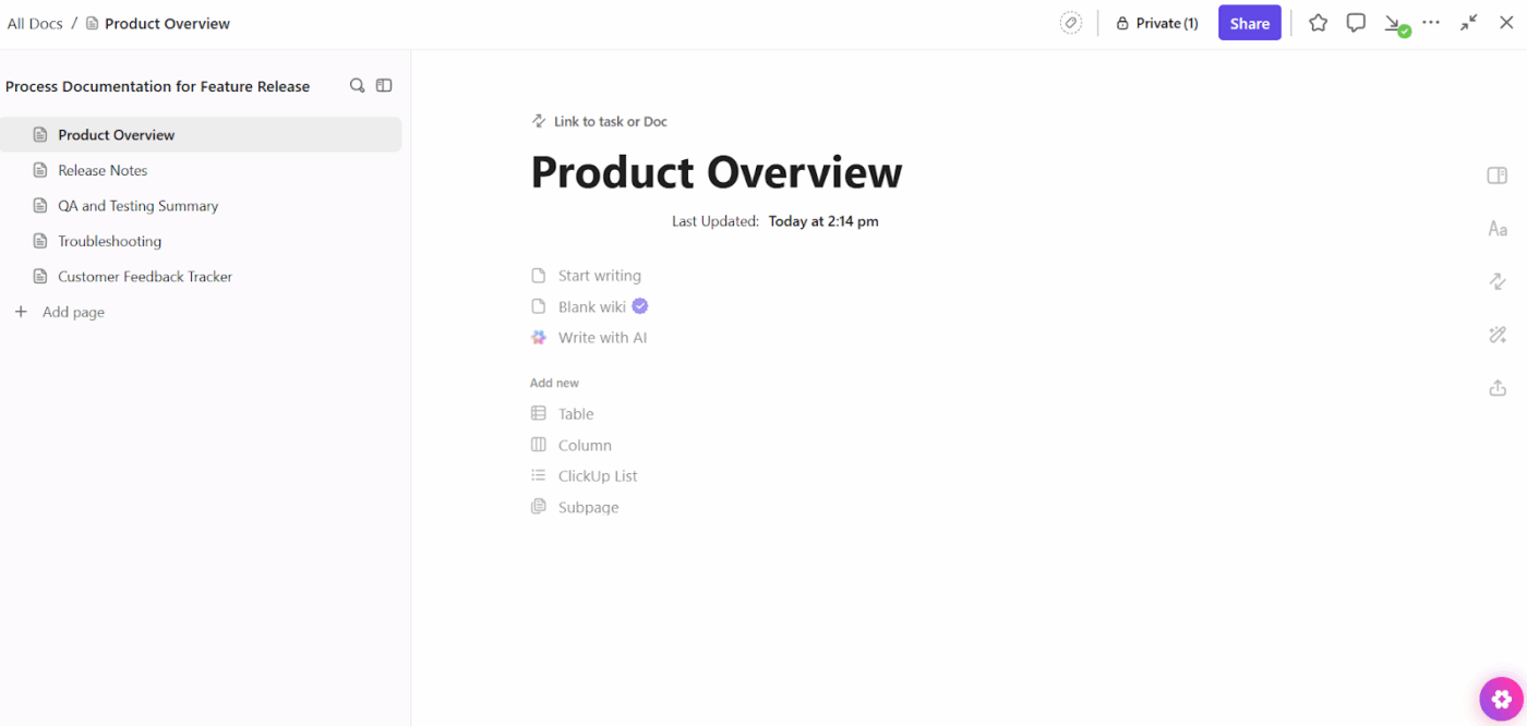 ClickUp Docs: A document classification tool that uses AI technologies to minimize manual intervention