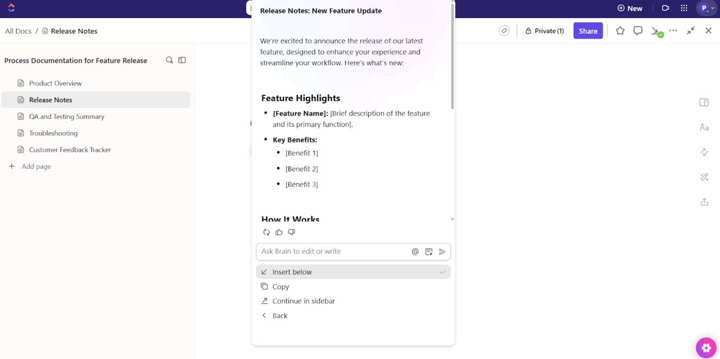 ClickUp Brain: Learn how to automate documentation with AI to draft multiple documents and contract management processes in seconds