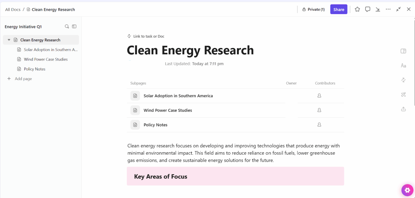 ClickUp Docs: Expand your site search function with organized category pages