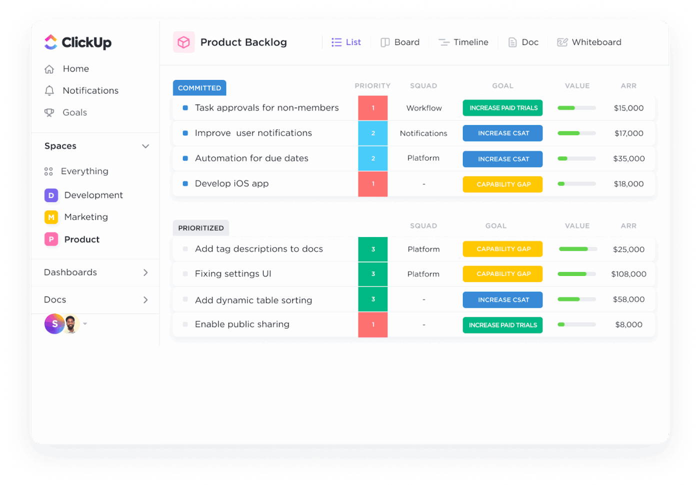 ClickUp List View