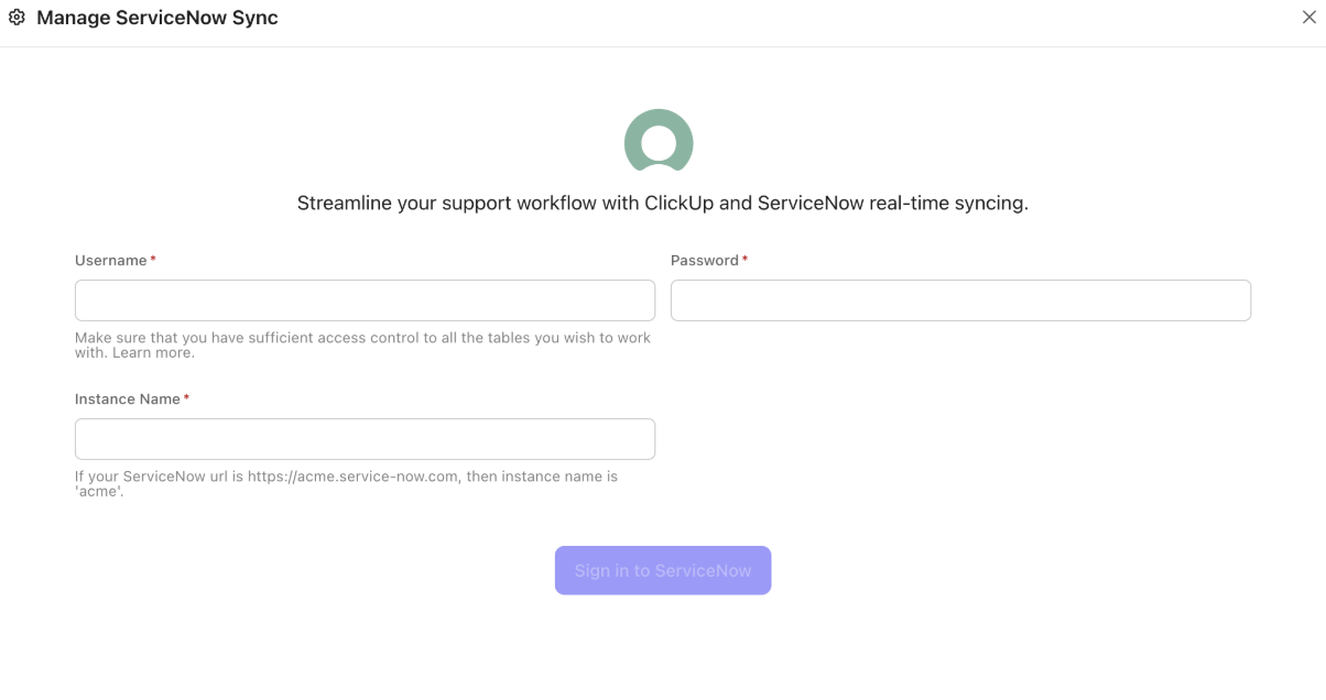 ClickUp's integration capabilities with ServiceNow
