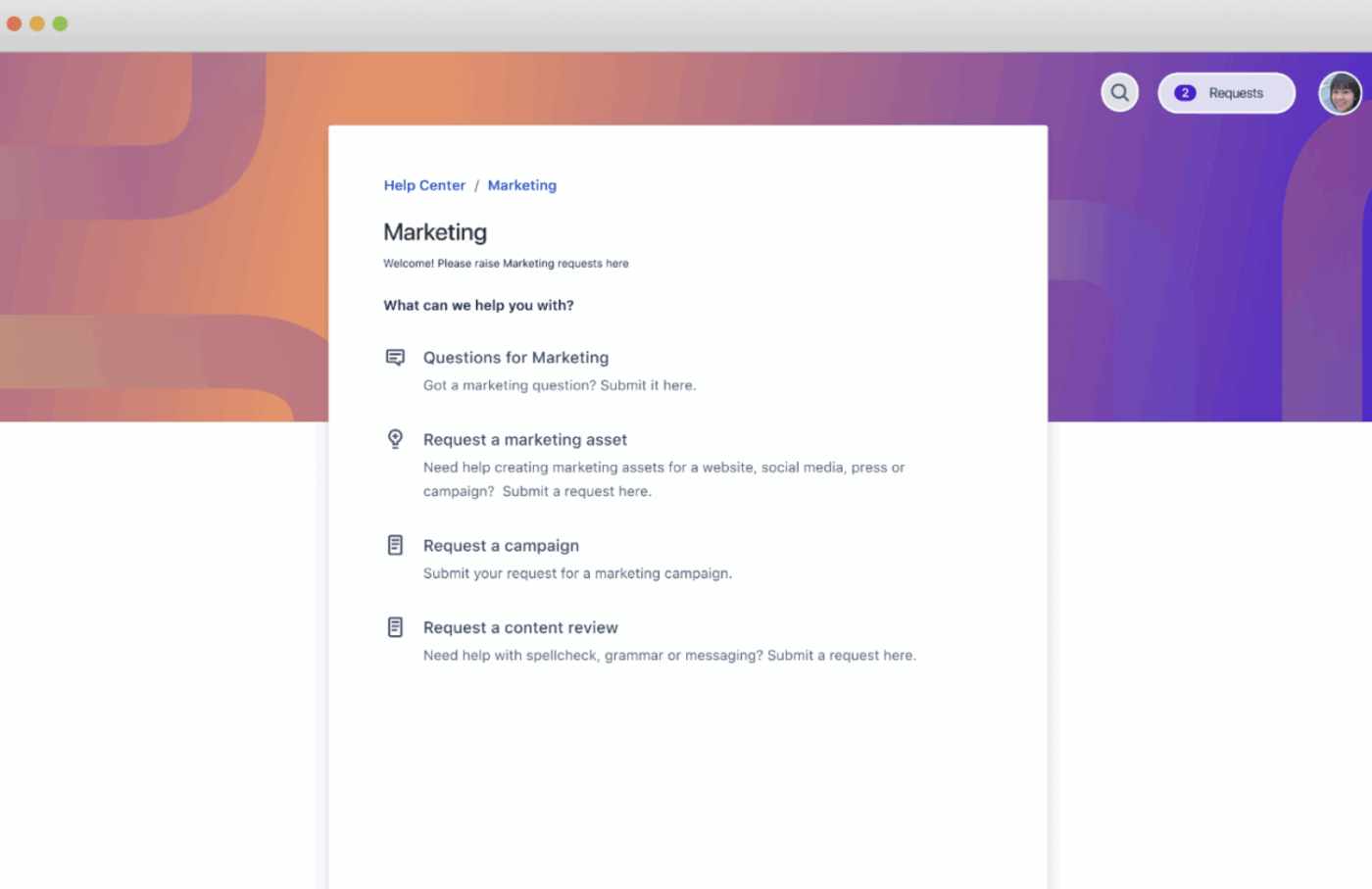 Marketing Service Management Template
