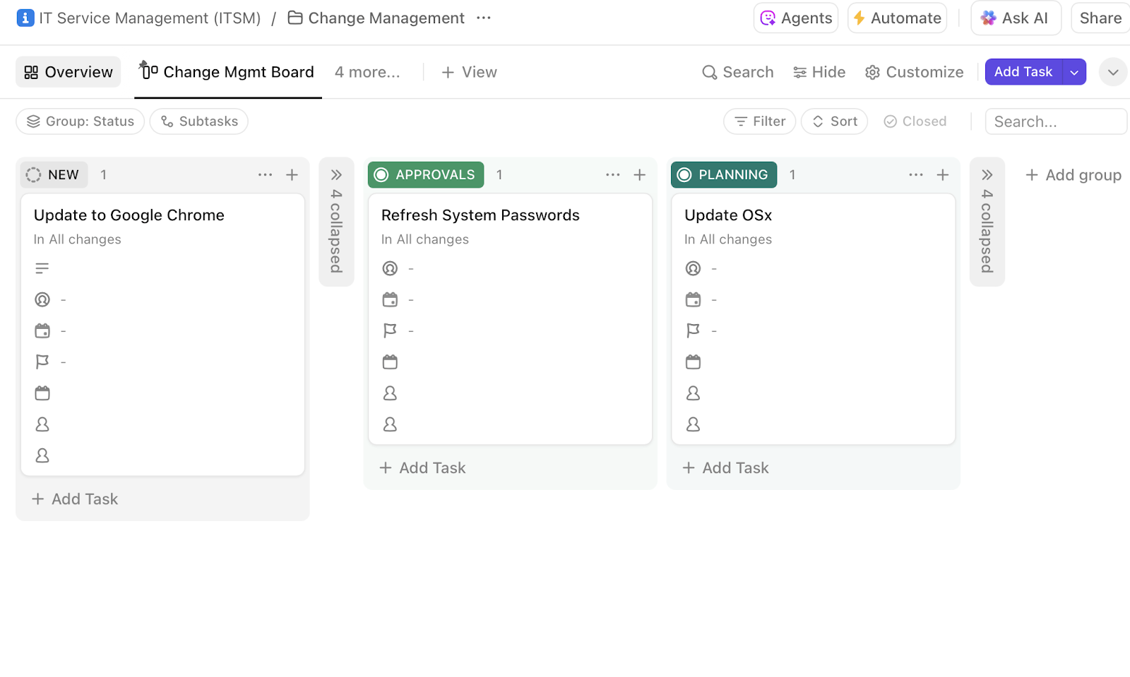 ClickUp's IT Service Management Template