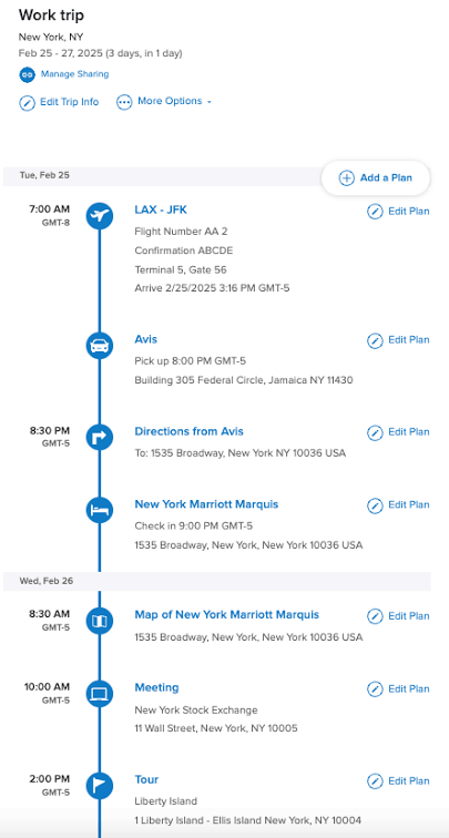 TripIt: Offers a free version to save time on trip planning