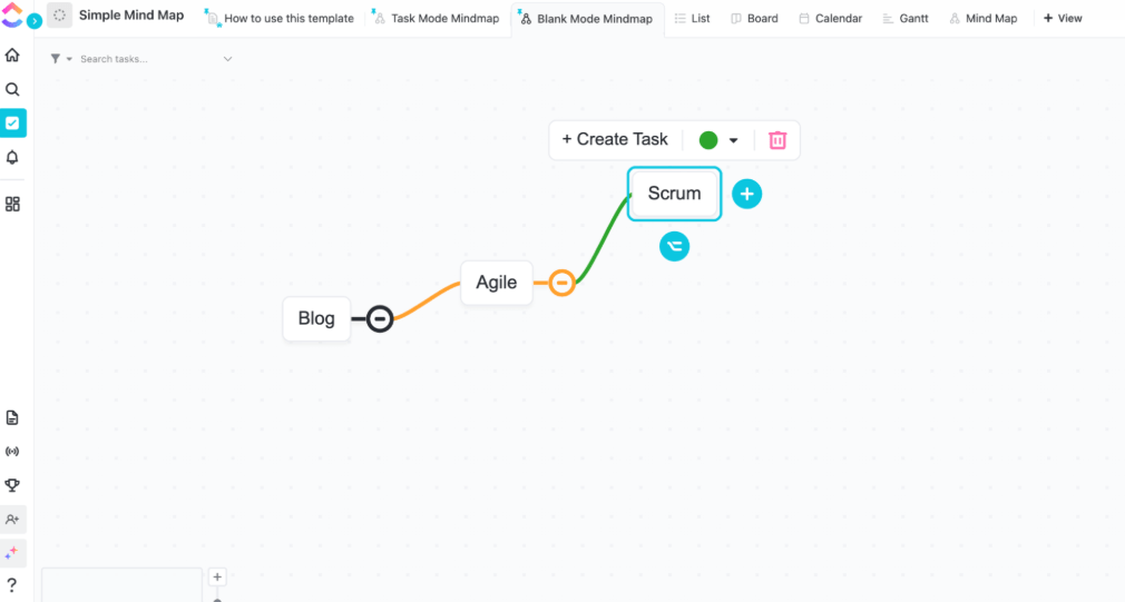 Map out your project ideas visually with the ClickUp Simple Mind Map Workflow Template