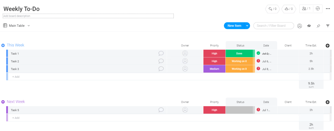 Weekly To-Do List for Easy Task Management : Monday to do list template