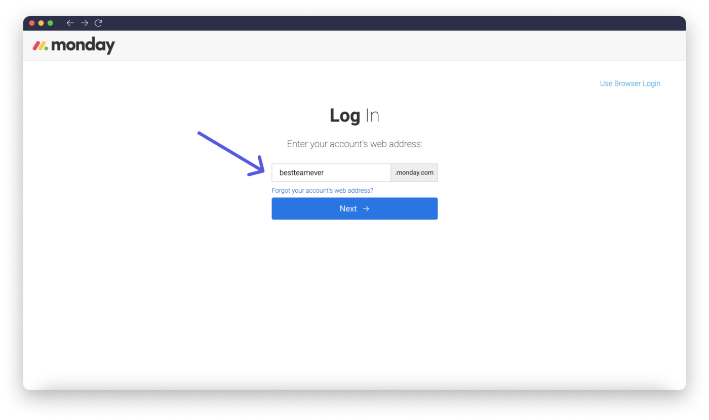 enter email_Monday.com login
