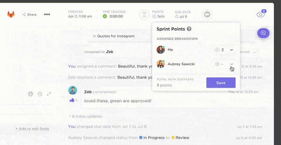 ClickUp Sprints 
