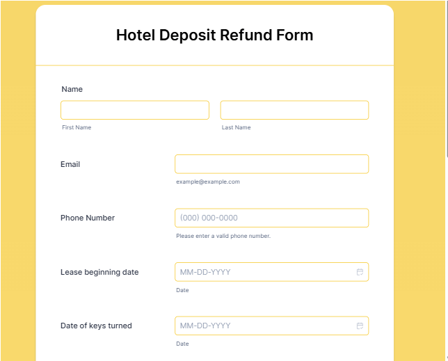 Hotel Deposit Refund Form Template by Jotform ; hotel receipt template