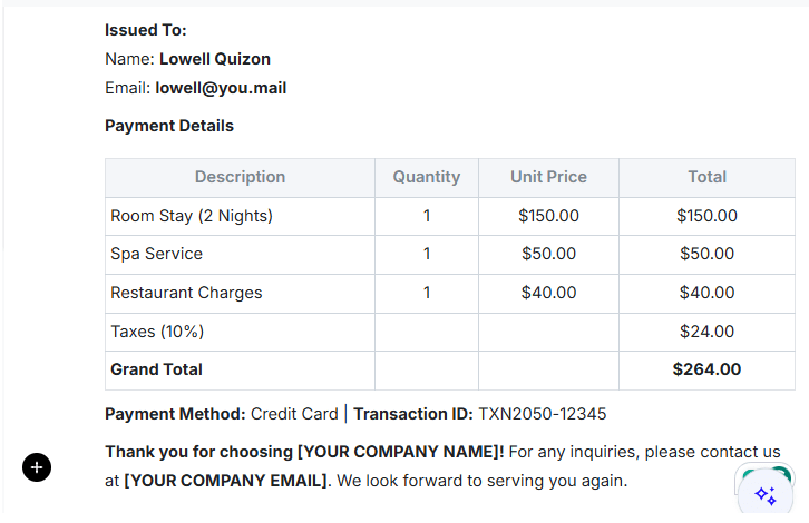 Hotel Cash Receipt Template by Template.net : hotel receipt template