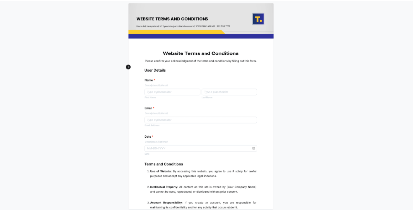 Mẫu Điều khoản và Điều kiện Website của Template.Net