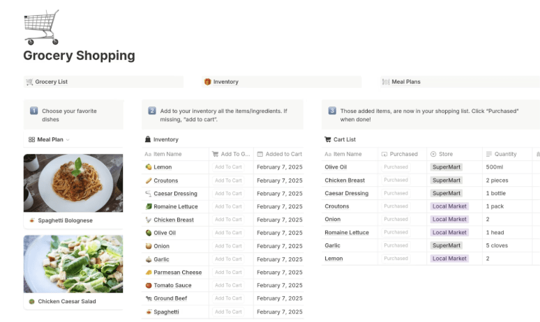 Grocery Shopping List Template