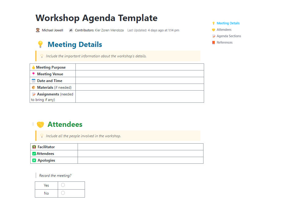 Workshop Agenda Template : design thinking workshop template