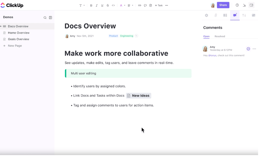 ClickUp Docs: Market Research Process